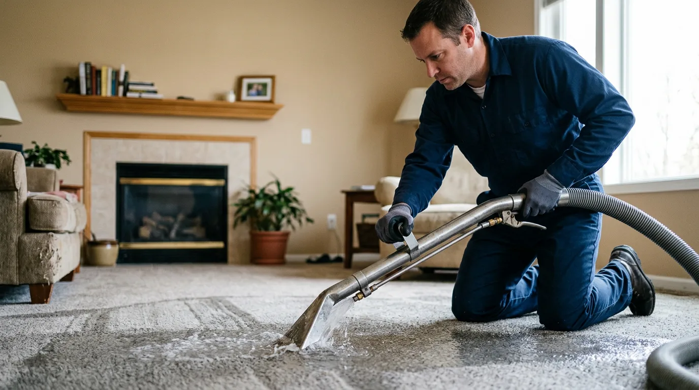 Water damage restoration technician working near Dell, AR